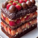 Decadent Strawberry Chocolate Layer Cake First Image