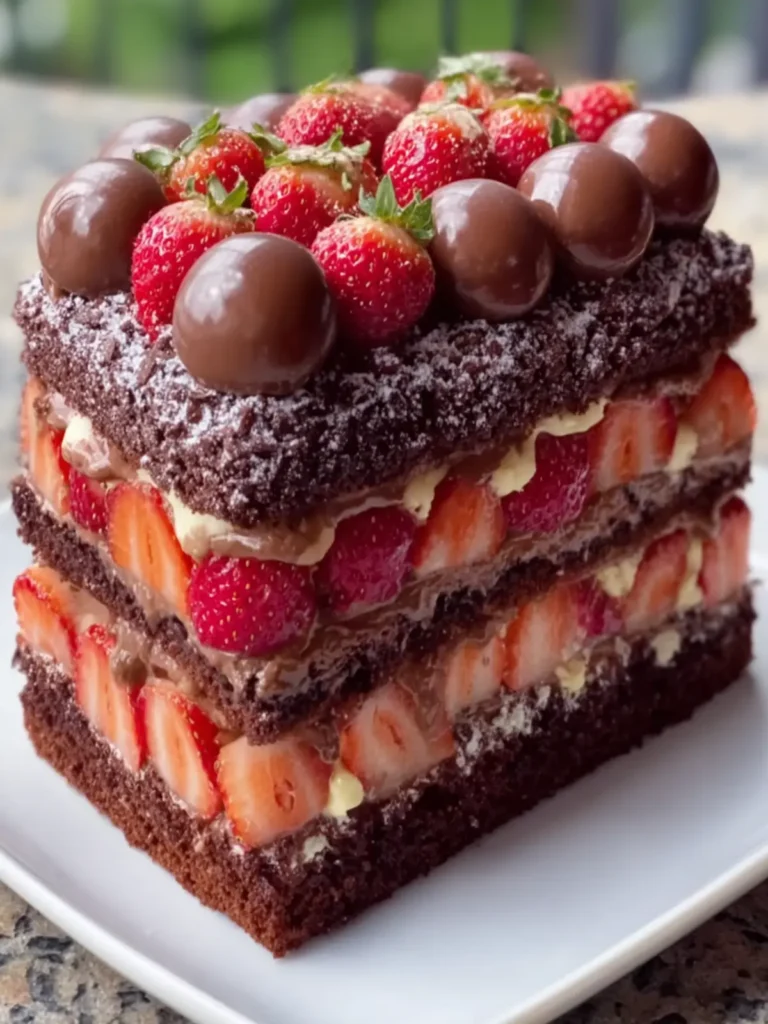 Decadent Strawberry Chocolate Layer Cake First Image