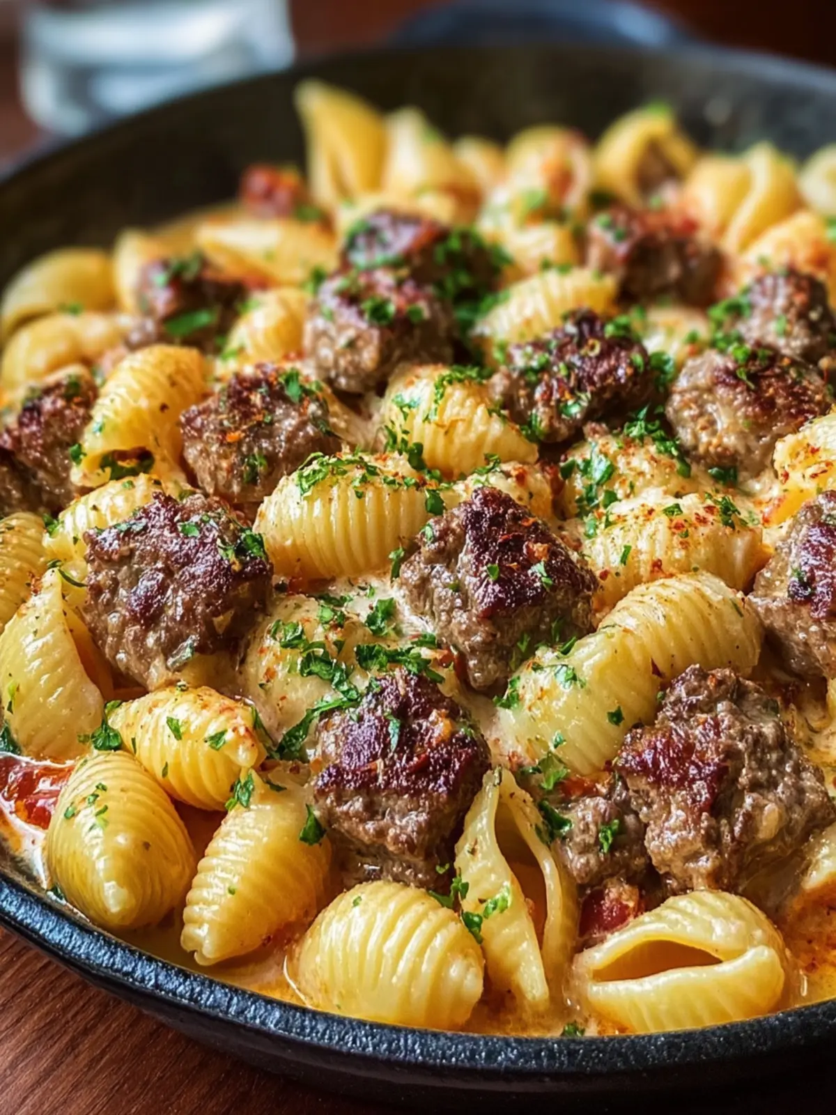 Creamy Shells and Beef Skillet First Image