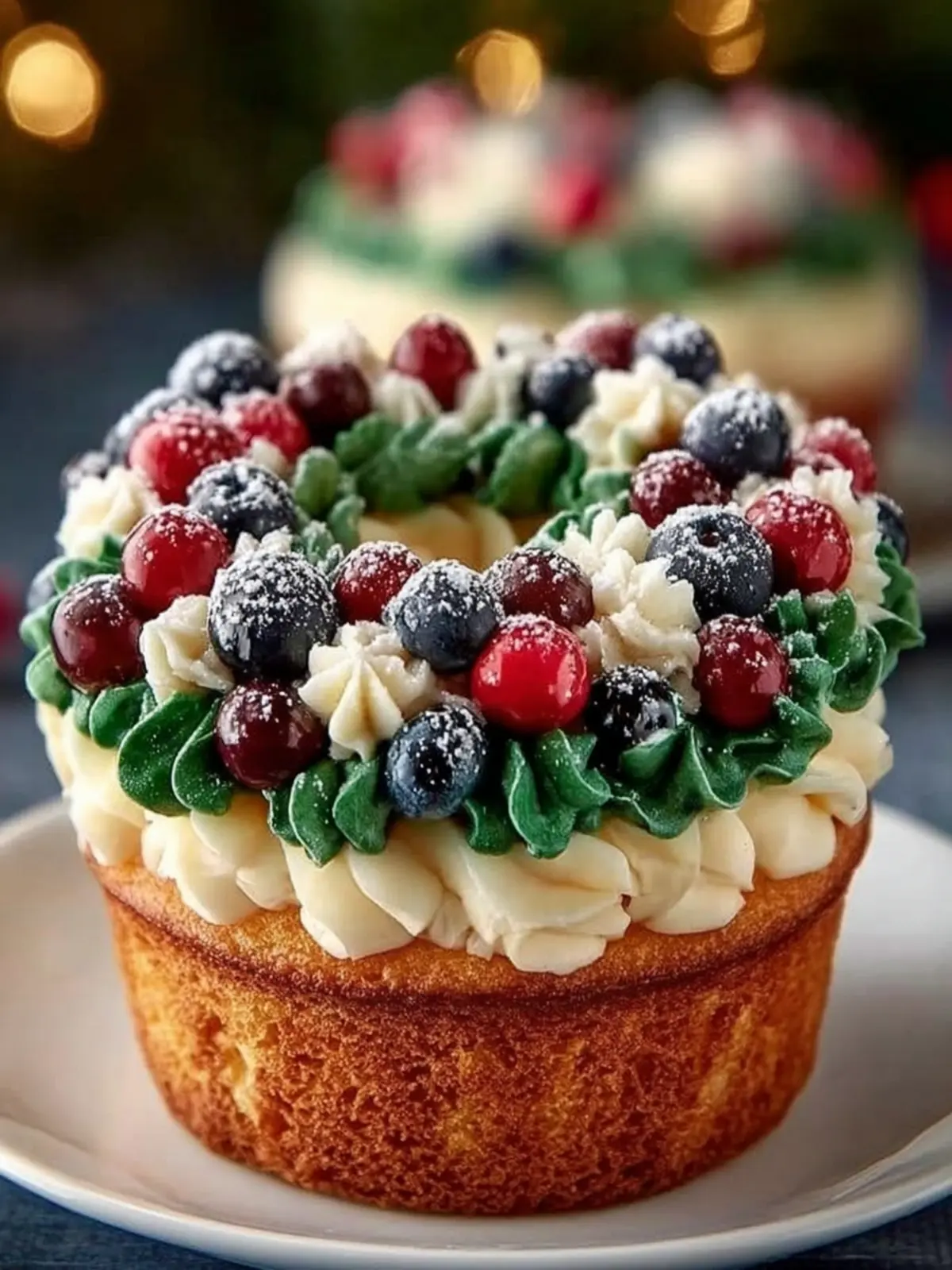 Festive Holiday Wreath Cupcake First Image