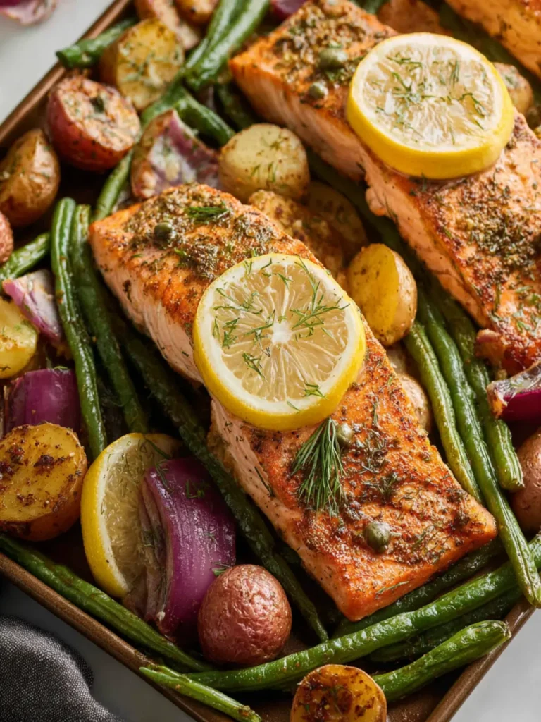 Easy Sheet Pan Salmon with Green Beans and Potatoes First Image