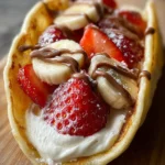 Pancake Tacos with Creamy Fruit Filling and Chocolate Drizzle Recipe First Image