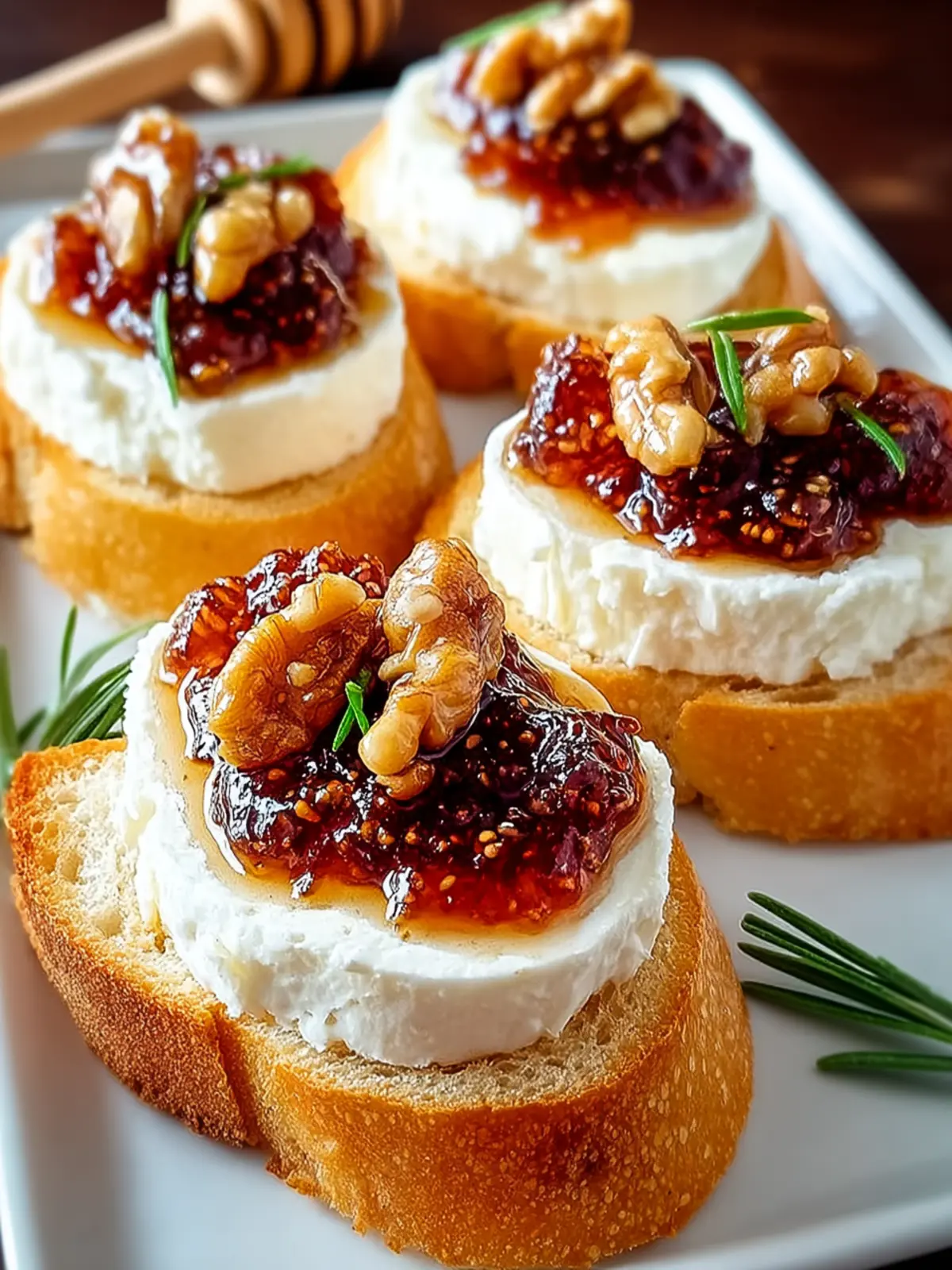 Delightful Goat Cheese Fig Jam Appetizer on Crunchy Baguette First Image