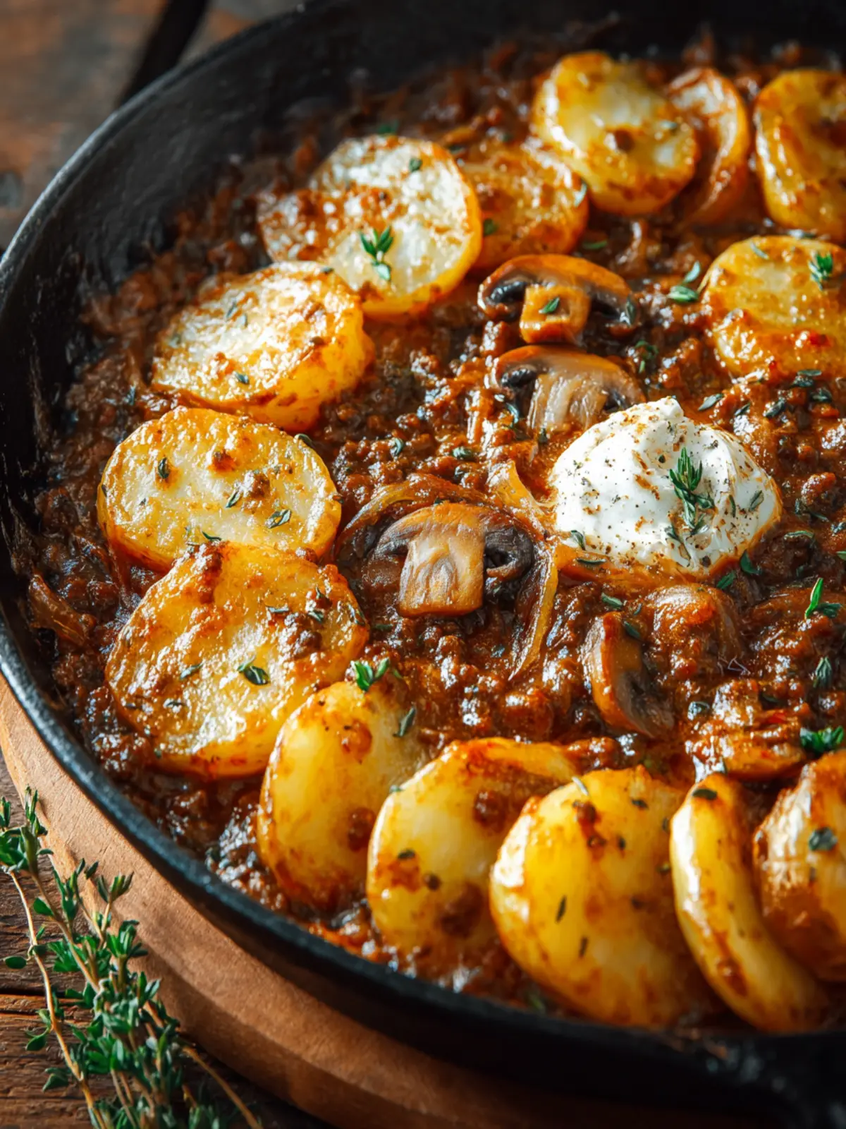 Mushroom, Ground Beef & Lentil Potato Hotpot First Image