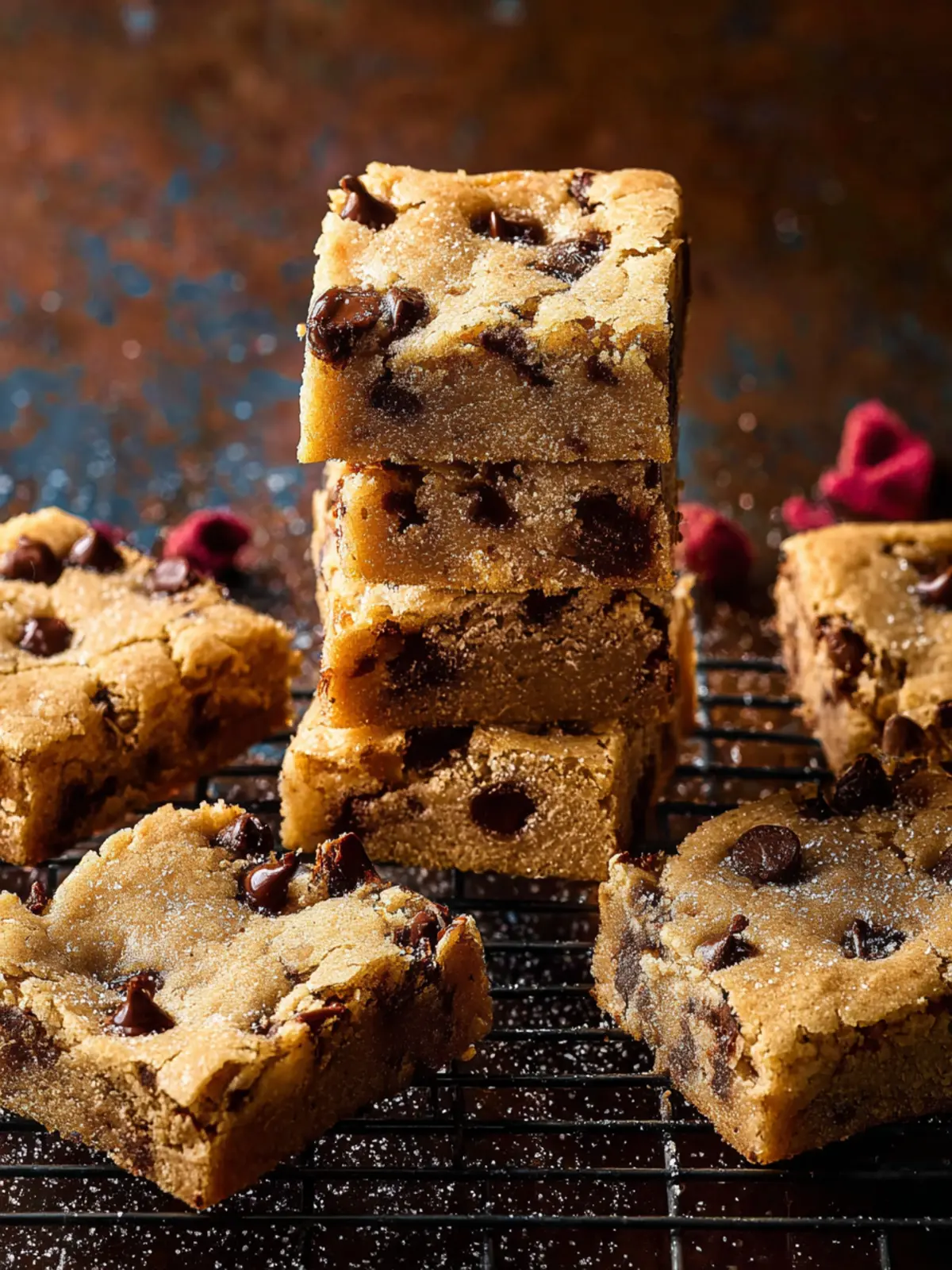 Doughy Tahini Chocolate Chip Cookie Bars. First Image
