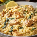 Creamy Lemon Chicken Orzo Pasta, One Pan Skillet First Image