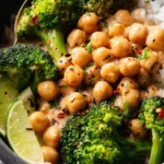 Peanut Chickpeas with Black Pepper Broccoli First Image