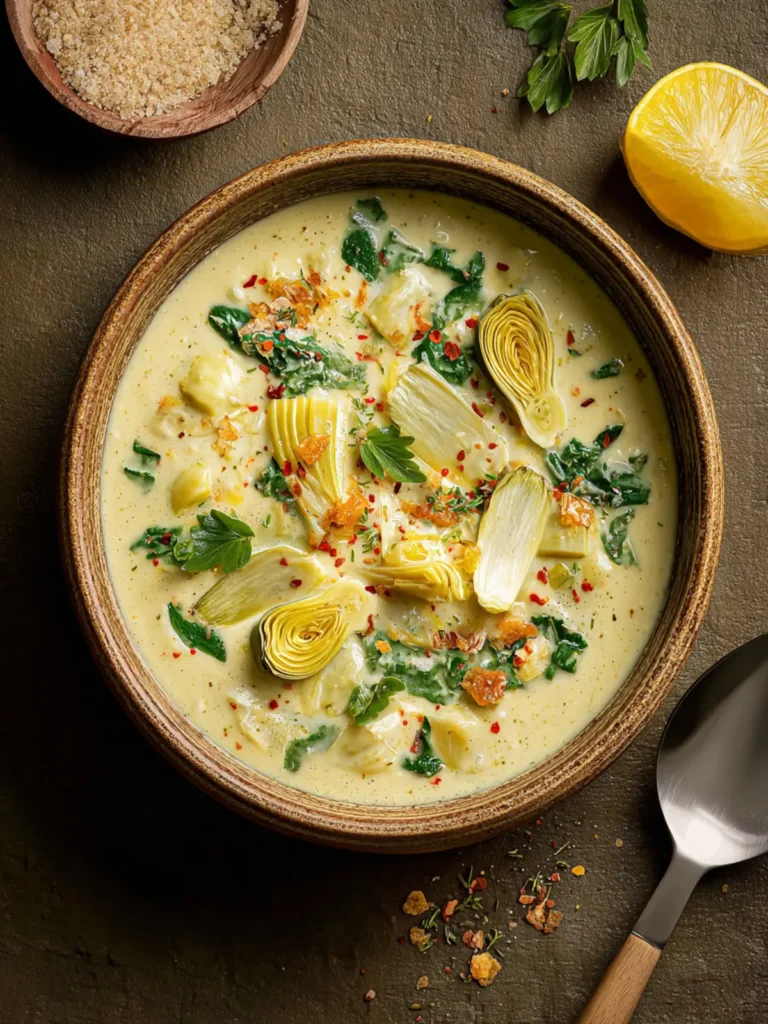 Creamy Tuscan Lemon Artichoke Soup First Image