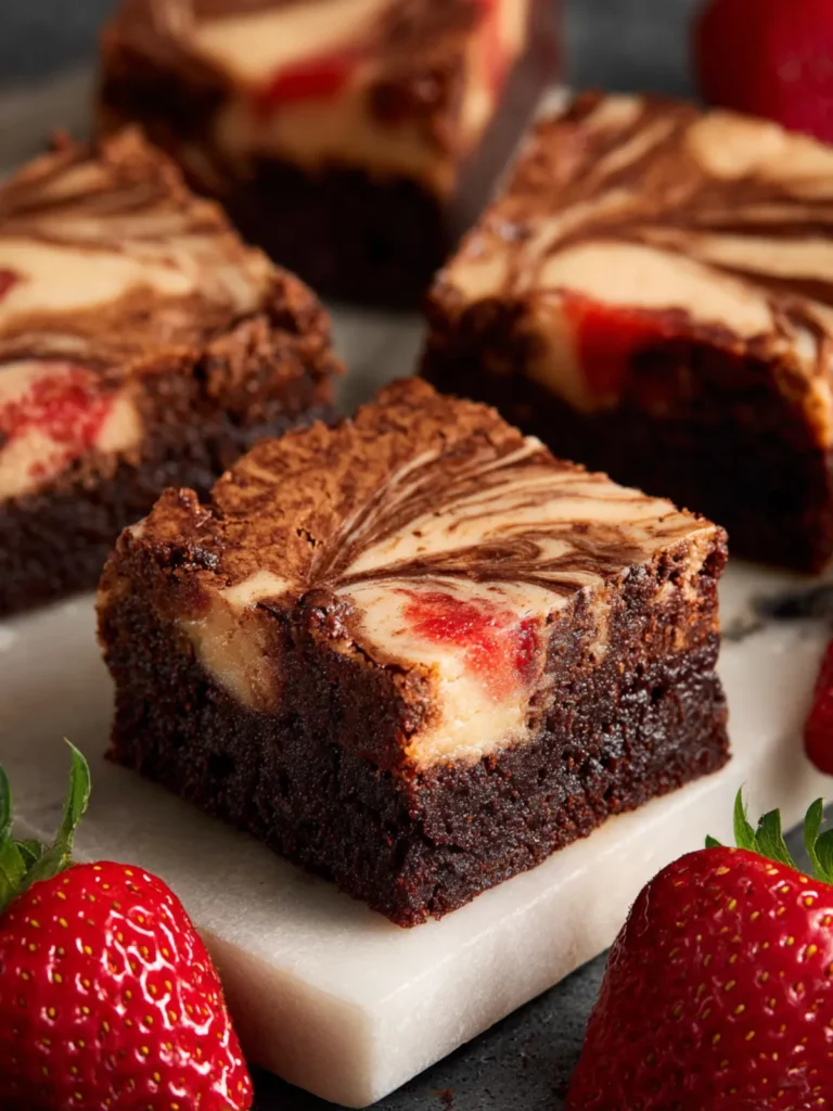 Fudgy Strawberry Cheesecake Swirl Brownies First Image