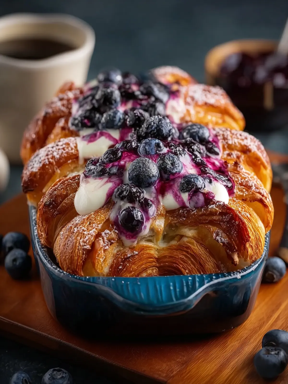 blueberry cream cheese croissant casserole First Image